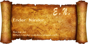 Ender Nándor névjegykártya