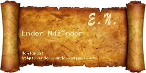 Ender Nándor névjegykártya