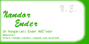 nandor ender business card